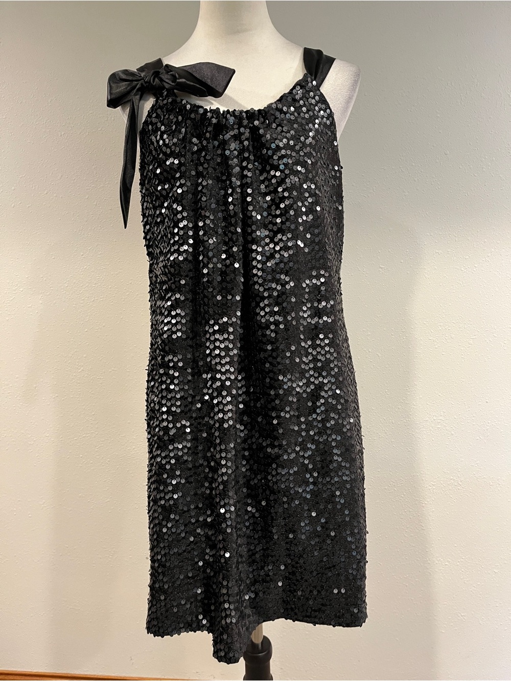 Love‎ Carmen Black Sequin Tie-Shoulder Cocktail Dress size 12